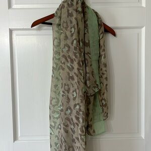Women’s Mint and Leopard Print Scarf/ Wrap